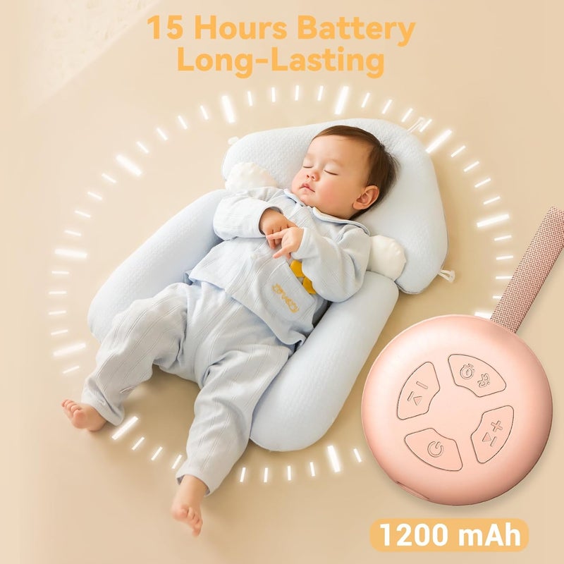 FENDALE Portable Sound Machine for Baby | White Noise | 12 Soothing Sounds | Noise Canceling for Travel, Office, Nursery | Baby Shower | Registry Gift | Sleep Soother for Babies Kids Adults | Peach - Image 2